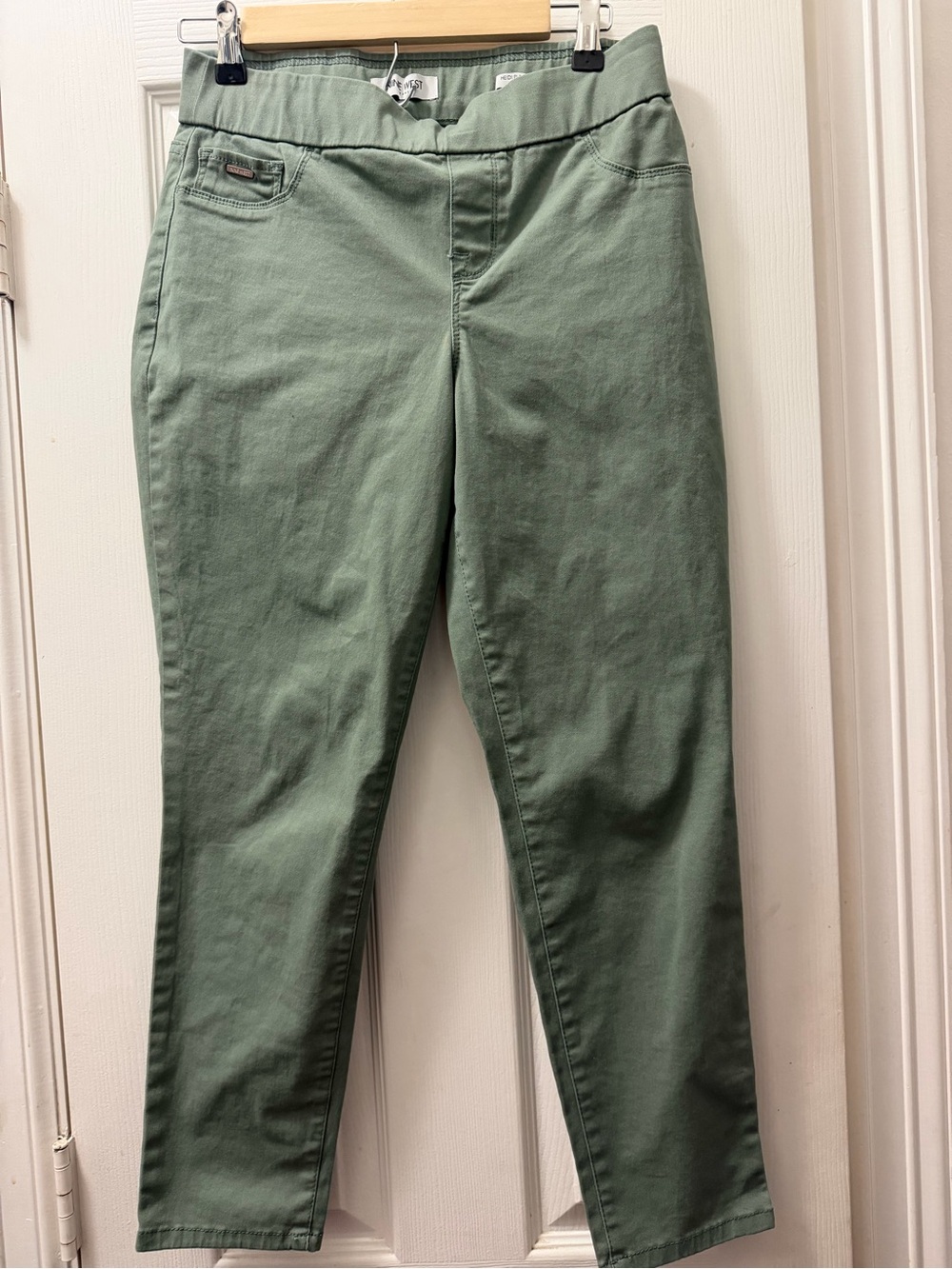 Nine West Straight-Leg Pull-On Jeans in Sage Green